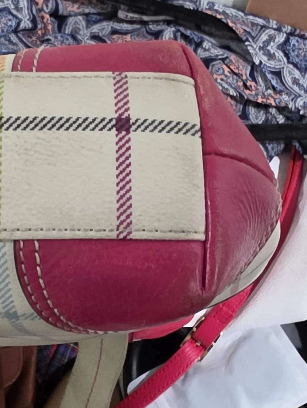 Coach Vintage Plaid Tote Bag in Raspberry Pink Plaid